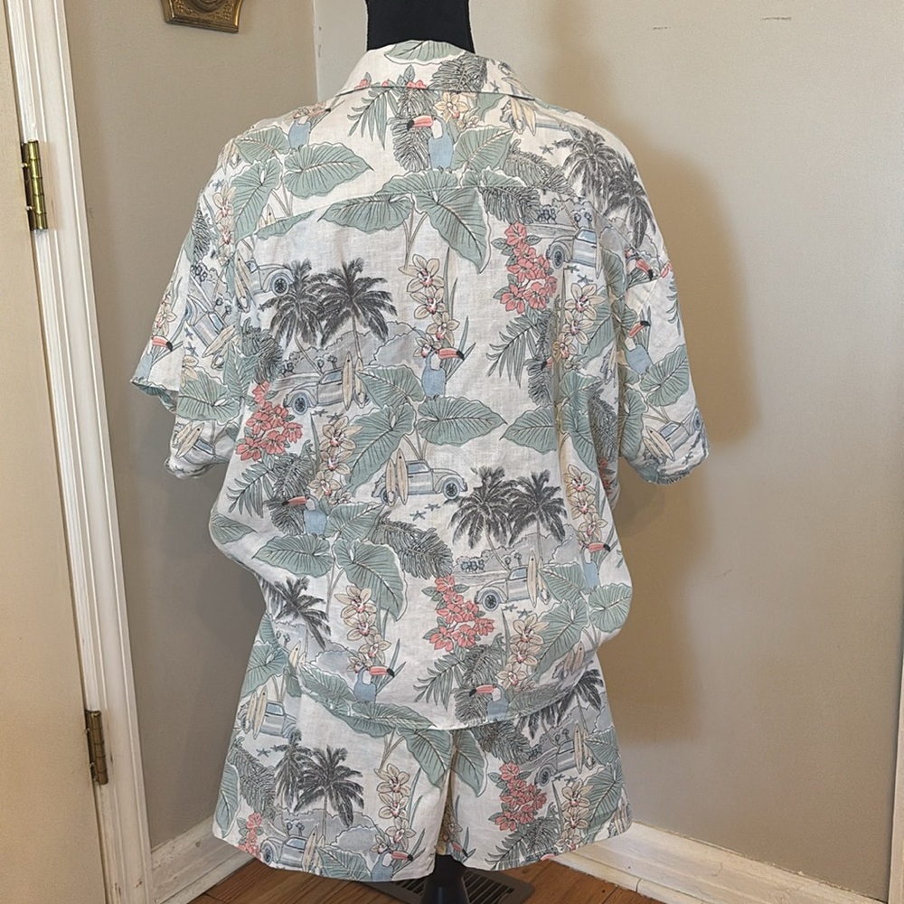 CC California Linen Surfing Print Short and Top Set Size XL - Picture 3 of 11